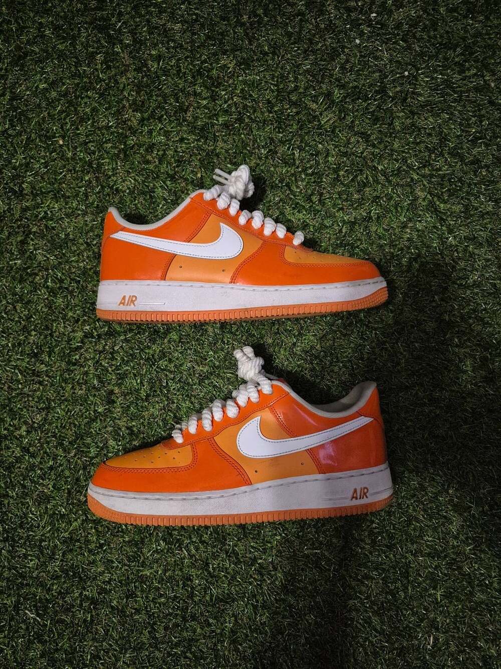 Nike Air Force 1 '07 LV8 Safety Orange Patent Leather Sneakers